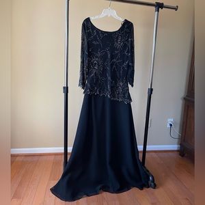 JKARA Long Beaded Dress - Navy